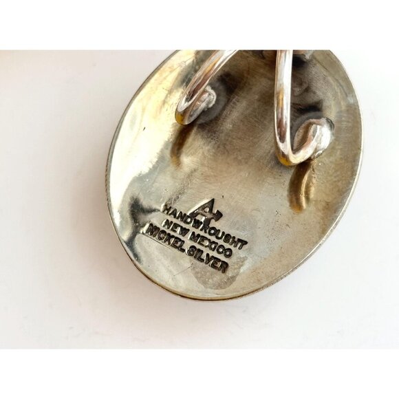 Black Onyx Gemstone Hand Wrought New Mexico Sterling 925 Vintage Pendant - Picture 3 of 10